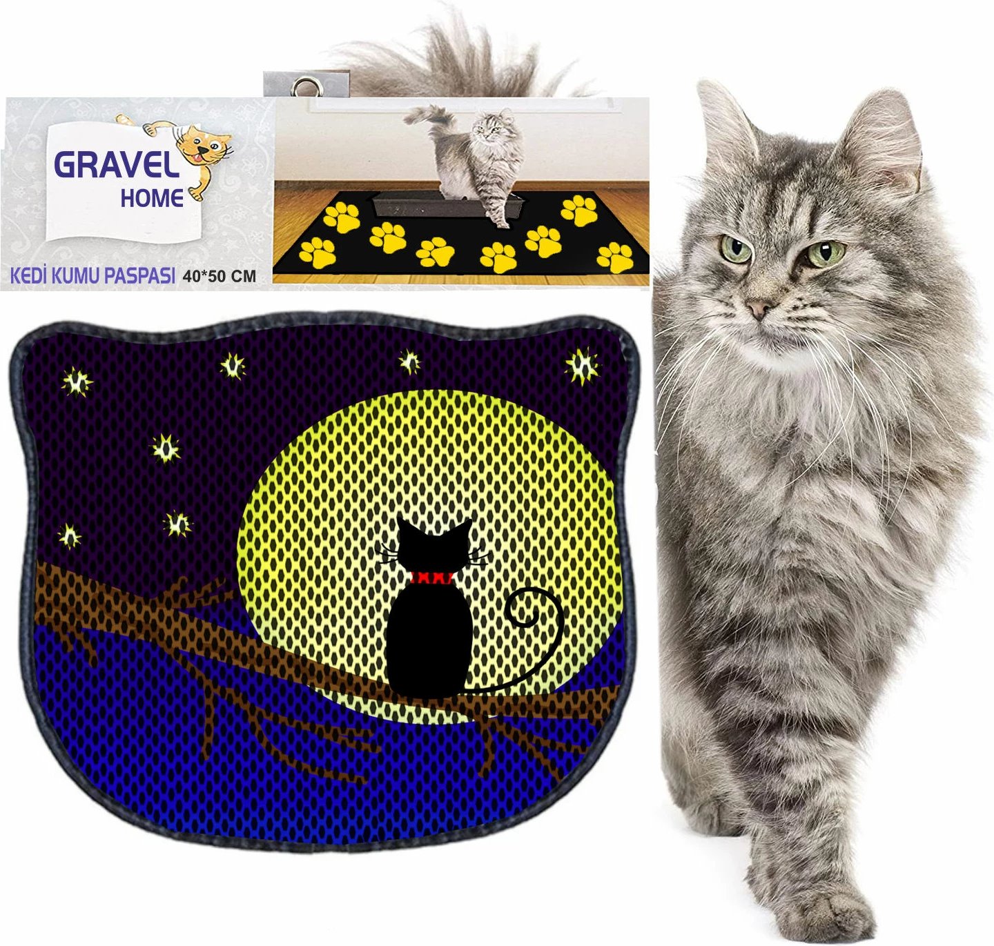 Tapet për rërë mace, shumëngjyrësh, Paws & Whiskers, Kdkafa0126, 40x50cm
