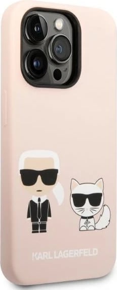 Mbështjellës Karl Lagerfeld KLHMP14LSSKCI për iPhone 14 Pro 6.1", silikon, MagSafe, rozë e çelët