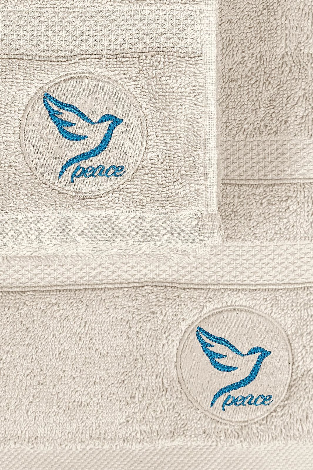 Set peshqirësh duarsh dhe banje (2 copë), Mijolnir, Peace, bezhë