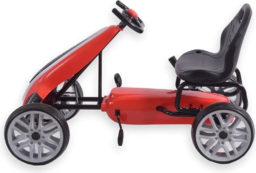 Go-kart me pedale, Milly Mally Power, rrota EVA, frenë dore, ulëse e rregullueshme, 3+, e kuqe