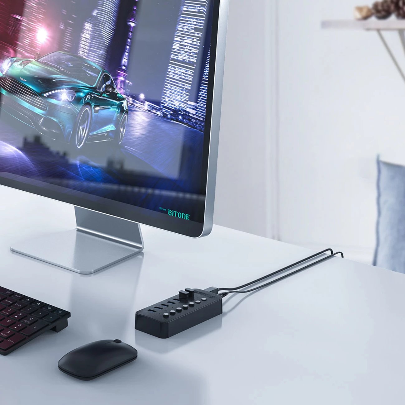 Hub USB Orico CT2U3-13AB, 13x USB-A 3.0 me çelësa, Zi
