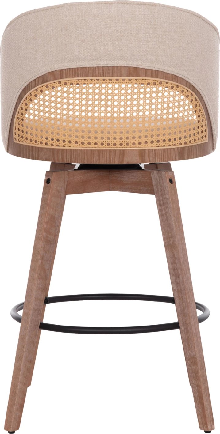 Karrige për bar rrotulluese RIKI, këmbë druri, material bezhë, 51x53x94cm, set prej 2 copësh