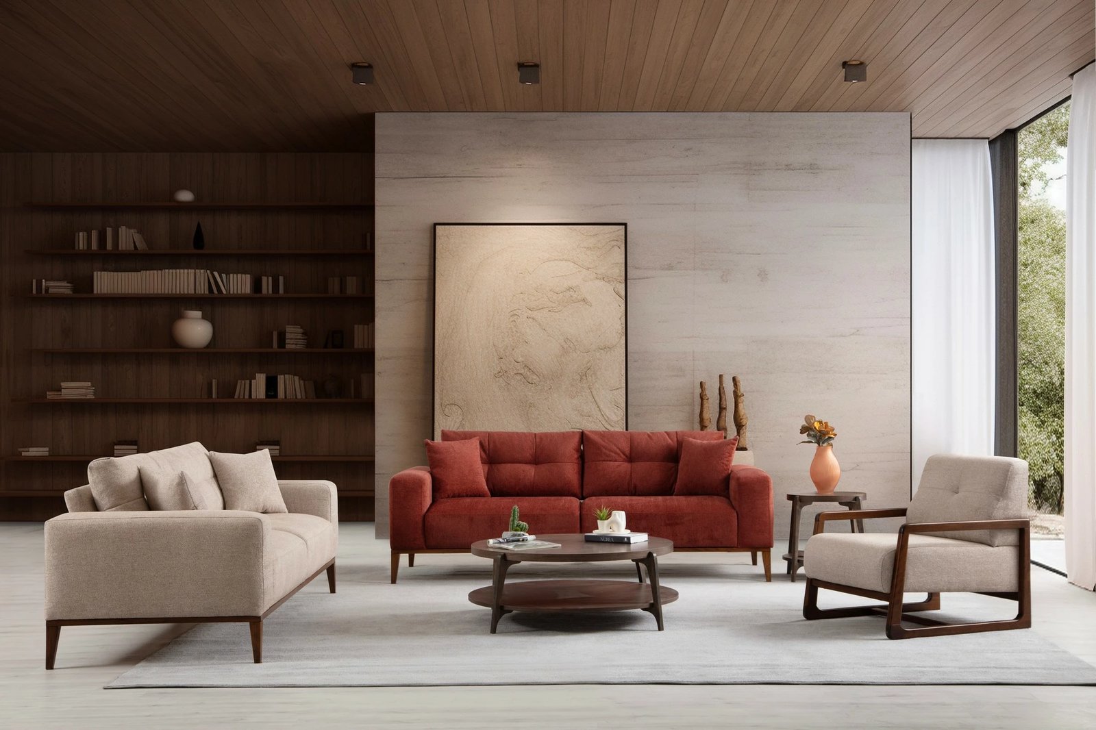 Krevat-sofa treshe, Atelier del Sofa Sinor, bezhë