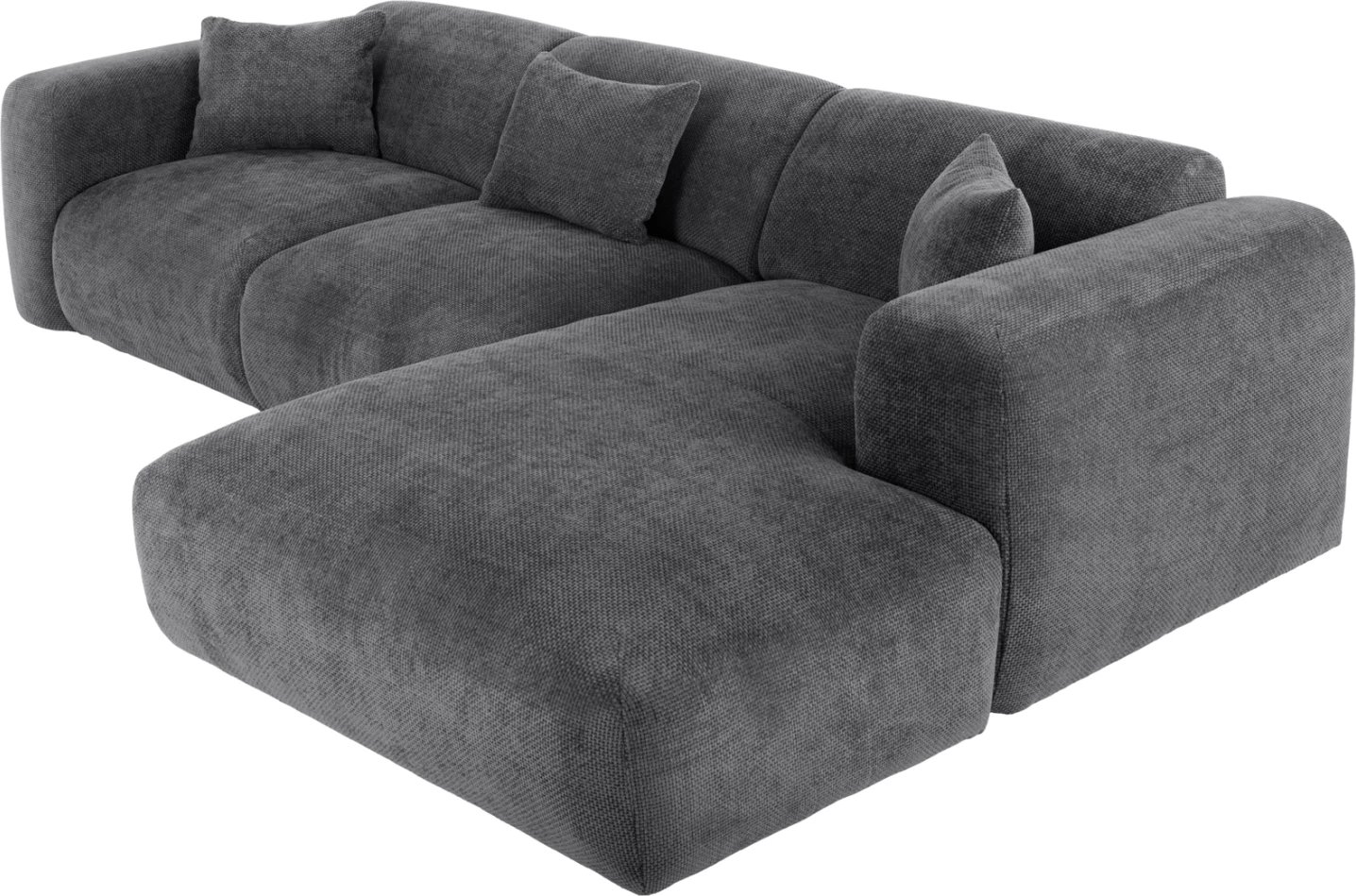 Divan qoshe BRICKEN FH3275.04R, pëlhurë antracit, 110-282x98-160x72H cm