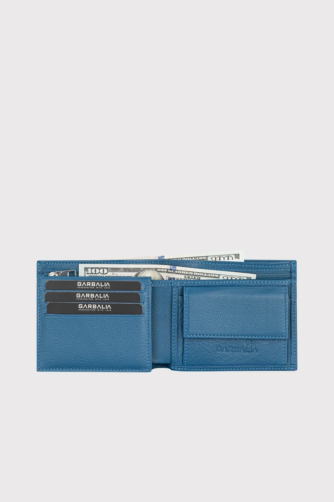 Portofol për burra, lëkurë origjinale, ngjyrë blu petrol, Zoozie Bags Madrid