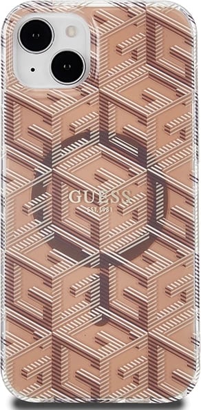 Mbështjellës Guess IML GCube MagSafe për iPhone 15 Plus / 14 Plus, Kafe Mbështjellës Guess IML GCube MagSafe për iPhone 15 Plus / 14 Plus, Kafe