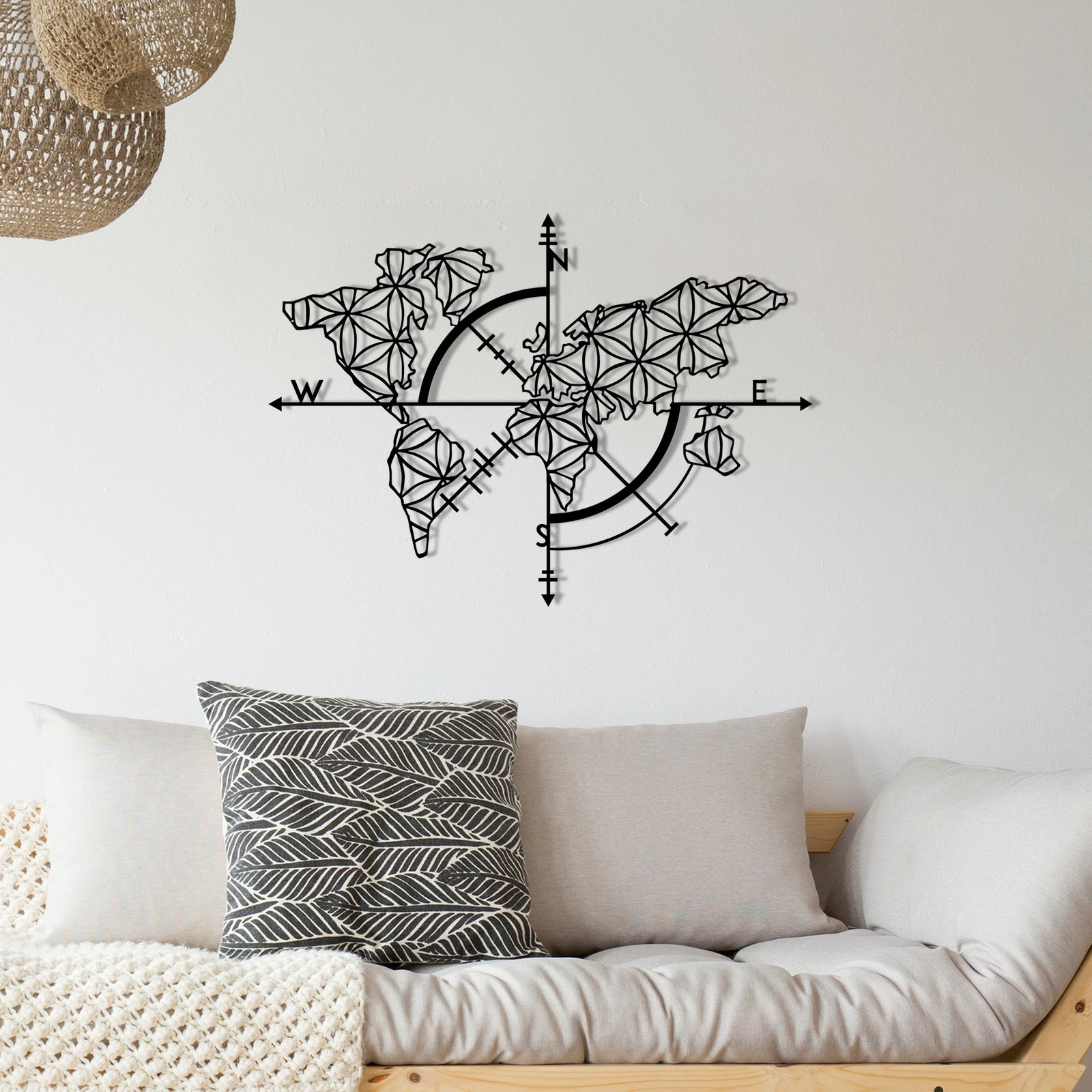 Aksesor dekorativ metalik për mur, Wallity Ritorno, ngjyrë e zezë, 97x70cm