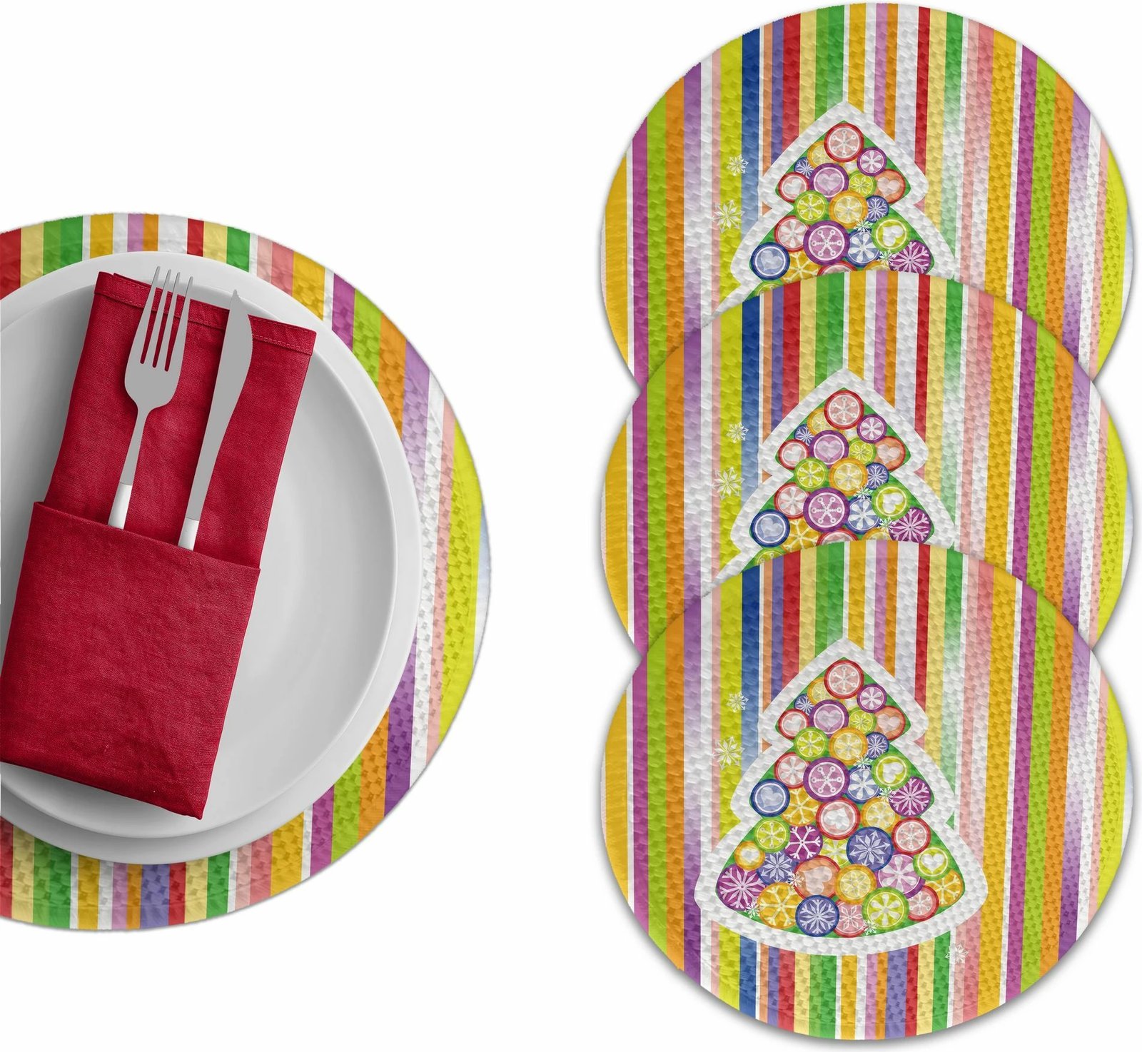 Set nënshtrues tavoline, shumëngjyrësh, Hermia Concept, 37cm, 4 copë