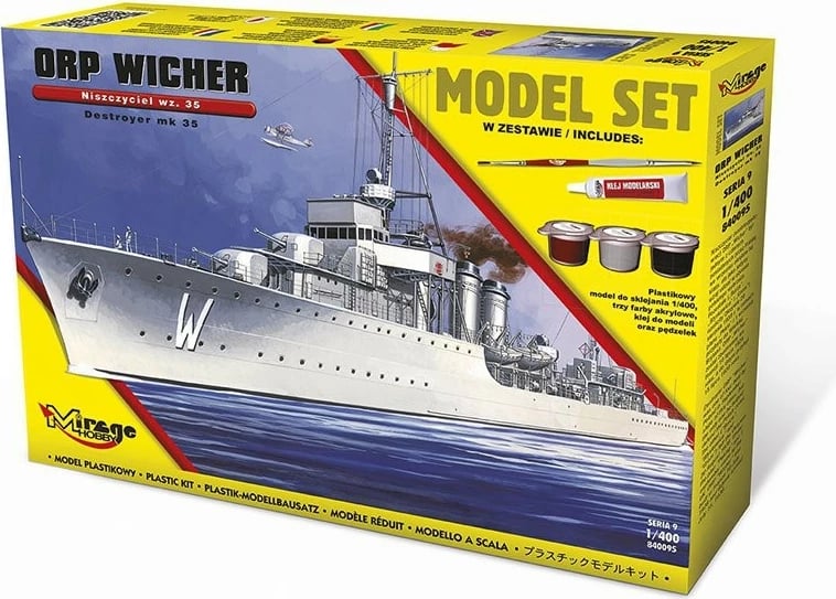 Set model anije Mirage ORP Wicher wz.35, 1:400, me ngjitës, bojëra dhe furçë Set model anije Mirage ORP Wicher wz.35, 1:400, me ngjitës, bojëra dhe furçë