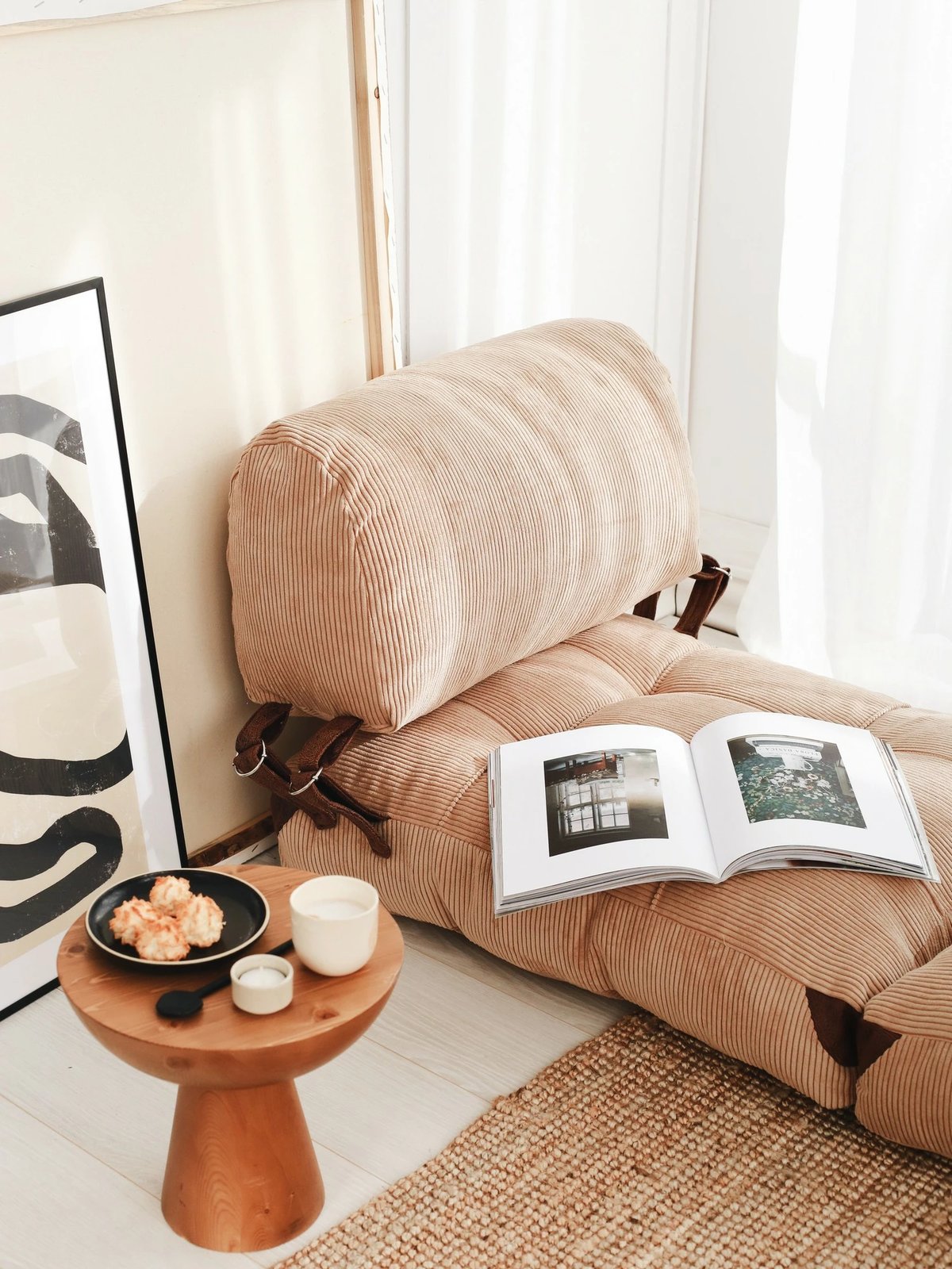 Krevati-karrige një vendësh, kadife Fold, ngjyrë deve, Atelier del Sofa