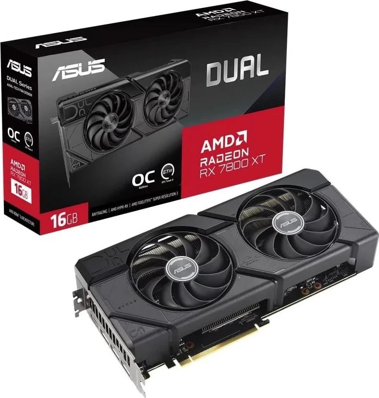 Kartelë grafike ASUS Radeon RX 7800 XT DUAL 16GB OC, e zezë