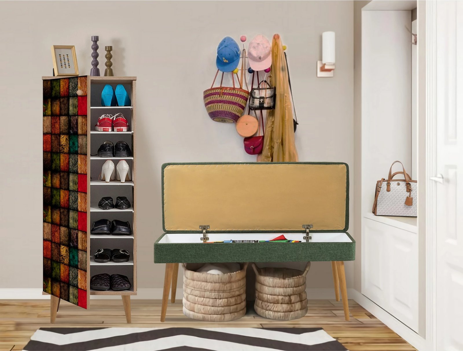 Set mobiljesh për korridor Filinta, ngjyrë sonomo dhe e gjelbër, 723-1070