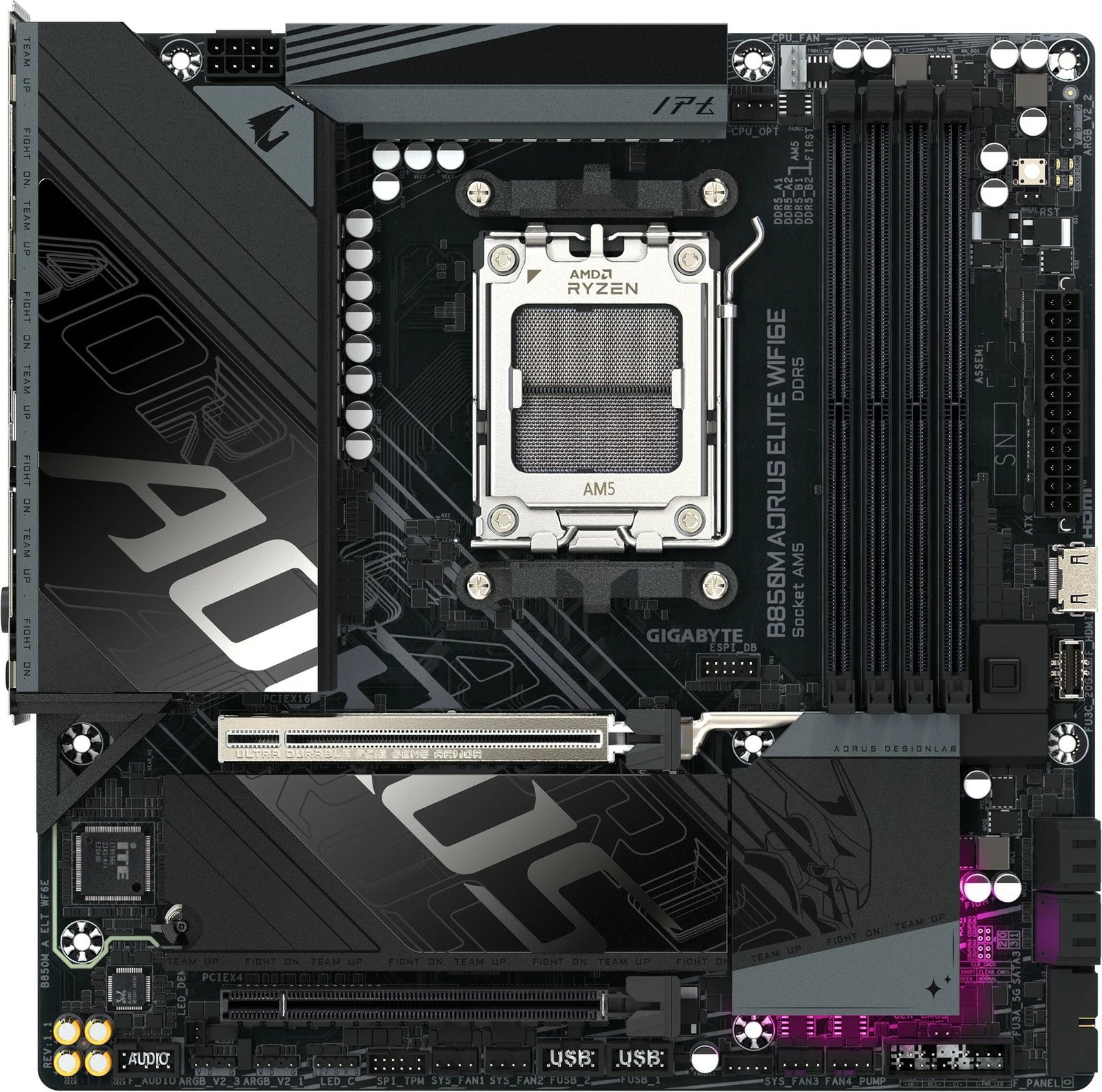 Pllakë amë Gigabyte GA-B850M A ELT WF6E, Socket AM5, WiFi, PCIe 5.0, e zezë