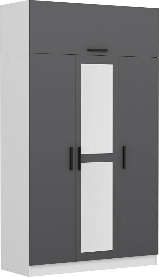 Dollap Skye Decor, 3 kapak, anthracite, i bardhë, 255cm