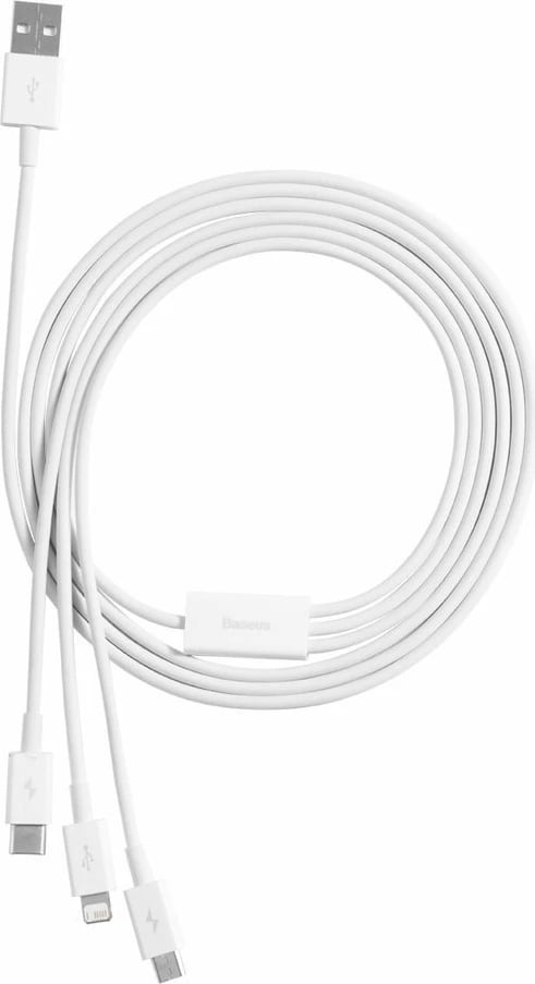 Kabllo 3n1 Baseus Superior CAMLTYS-02, 1.5m, Lightning/USB-C/Micro USB, Bardhë