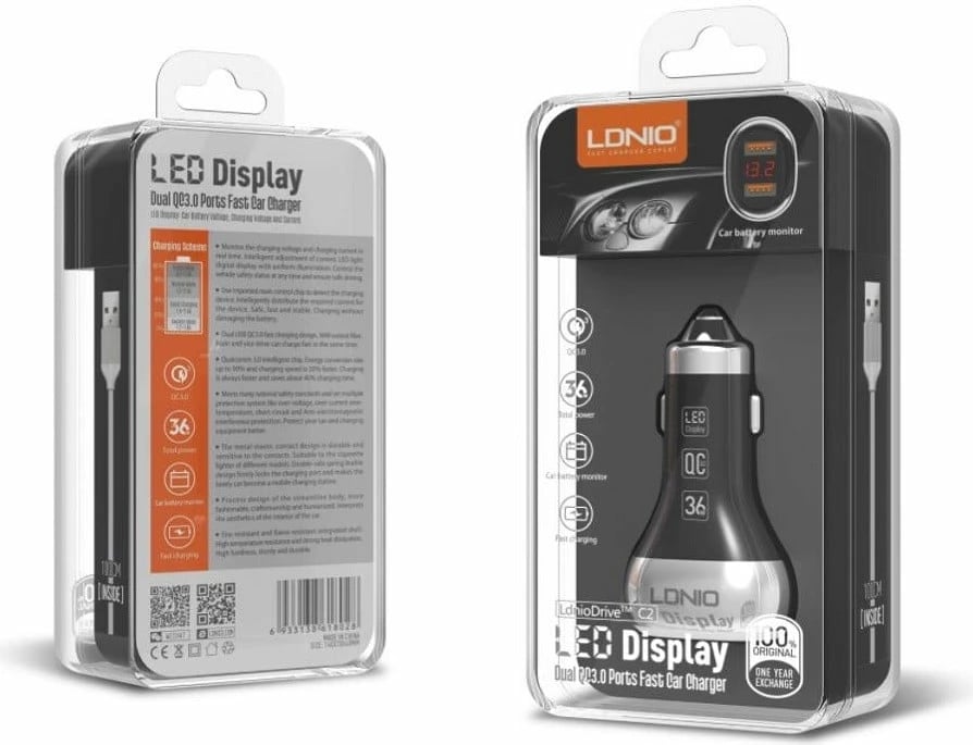 Karikues Për Veturë LDNIO C2 (Zezë) Karikues Për Veturë LDNIO C2 (Zezë)