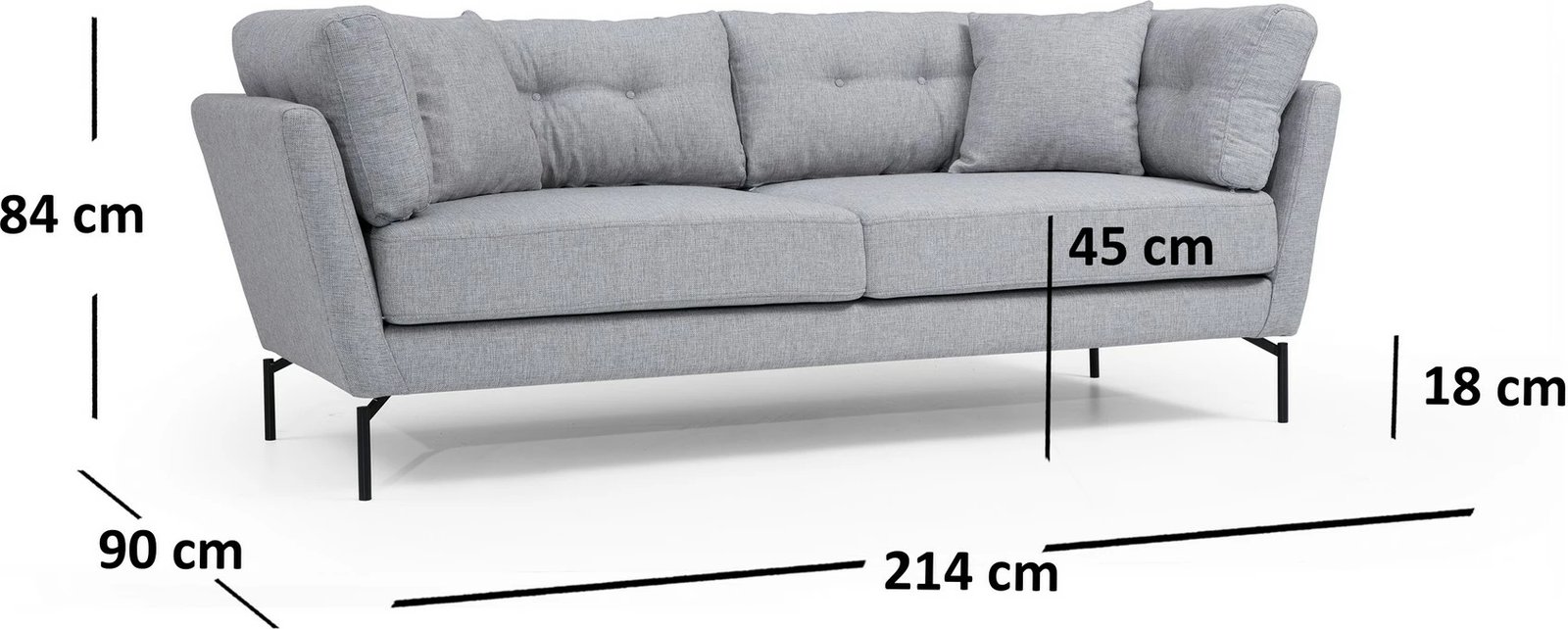 Divan treshe Atelier del Sofa, Mapa 3 vendësh, ngjyrë gri