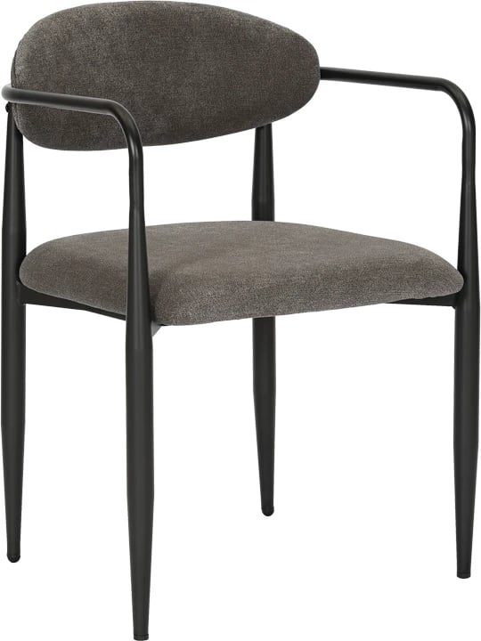 Fotel Kalone, material stof, ngjyrë antracit, këmbë të zeza matte, 56x55x78cm