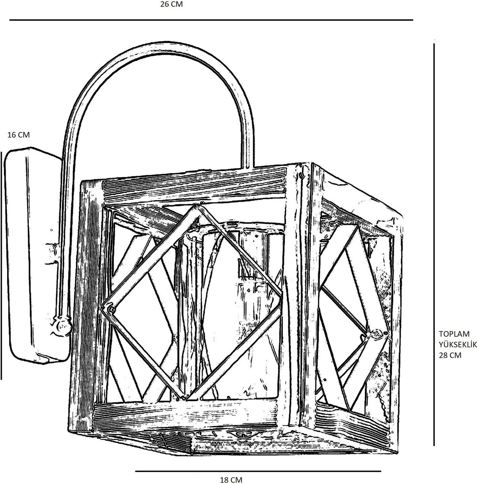 Aplik muri Opviq, xham zikzak, dru bredhi, ngjyrë arre dhe e zezë