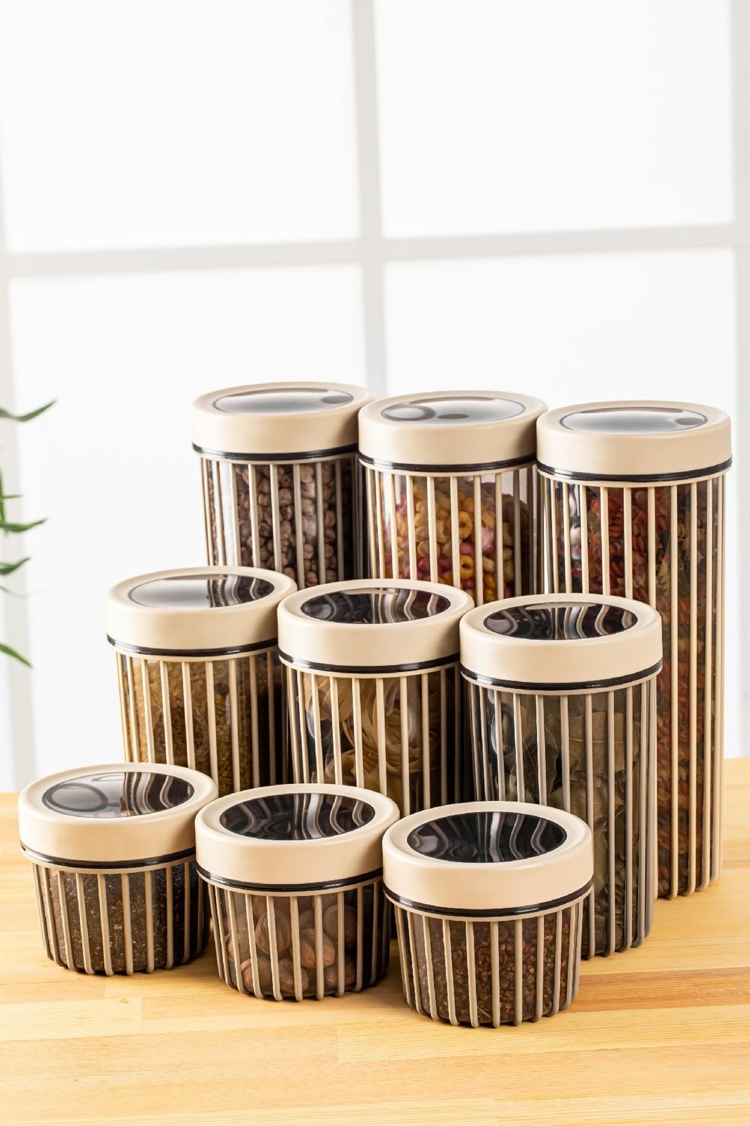 Set kuti për ruajtje (9 copë), Hermia, Lınea9Lukrsk, krem