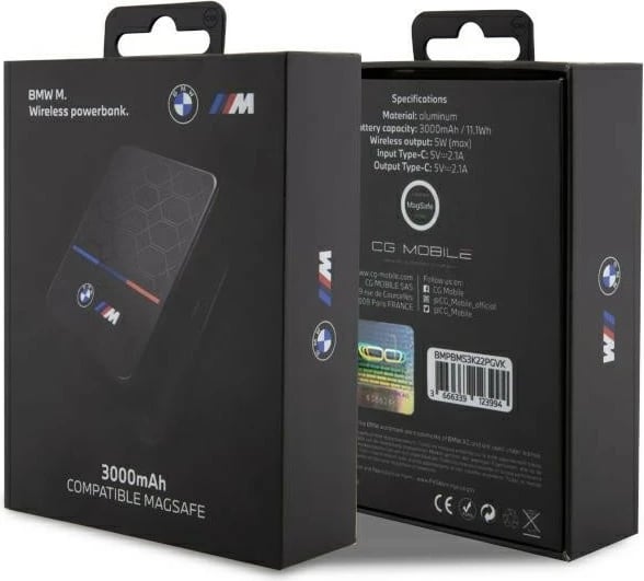 Powerbank BMW M Collection BMW000627, 3000mAh, MagSafe, Wireless, E zezë
