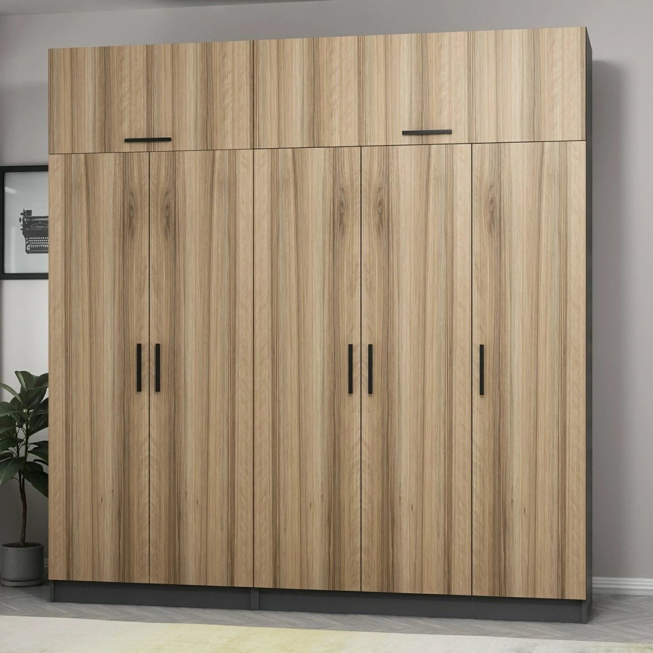 Dollap i madh për dhomë gjumi, ngjyrë Dore, Skye Decor, 5201