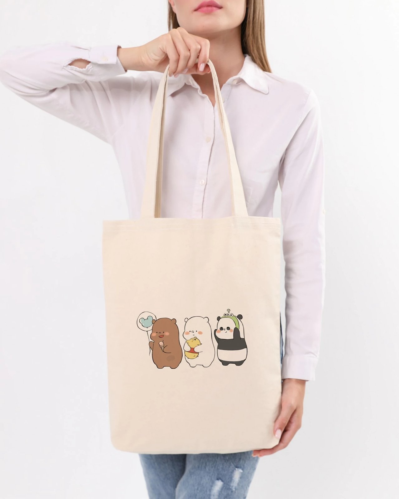 Torbë tote Zoozie Bags, krem, 35x40x8cm