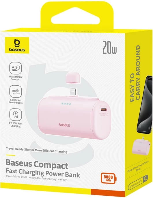 Powerbank Baseus OS-Baseus Compact IP, 5000mAh, 20W, rozë