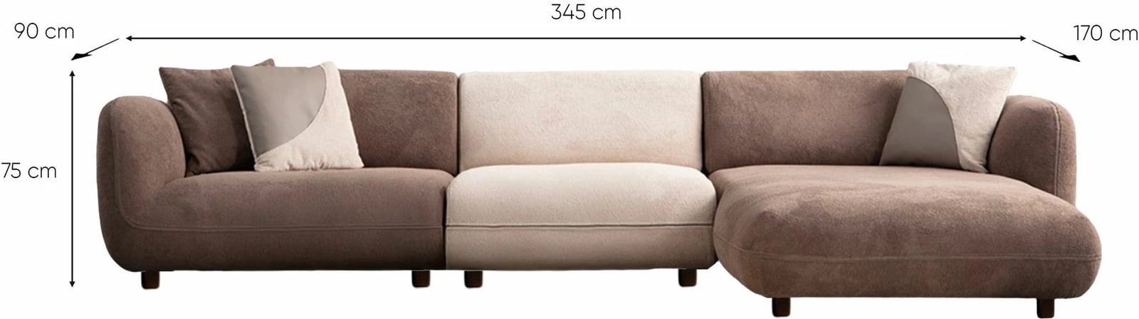 Kënd-sofë Pavia, ngjyrë krem dhe kafe, Atelier del Sofa