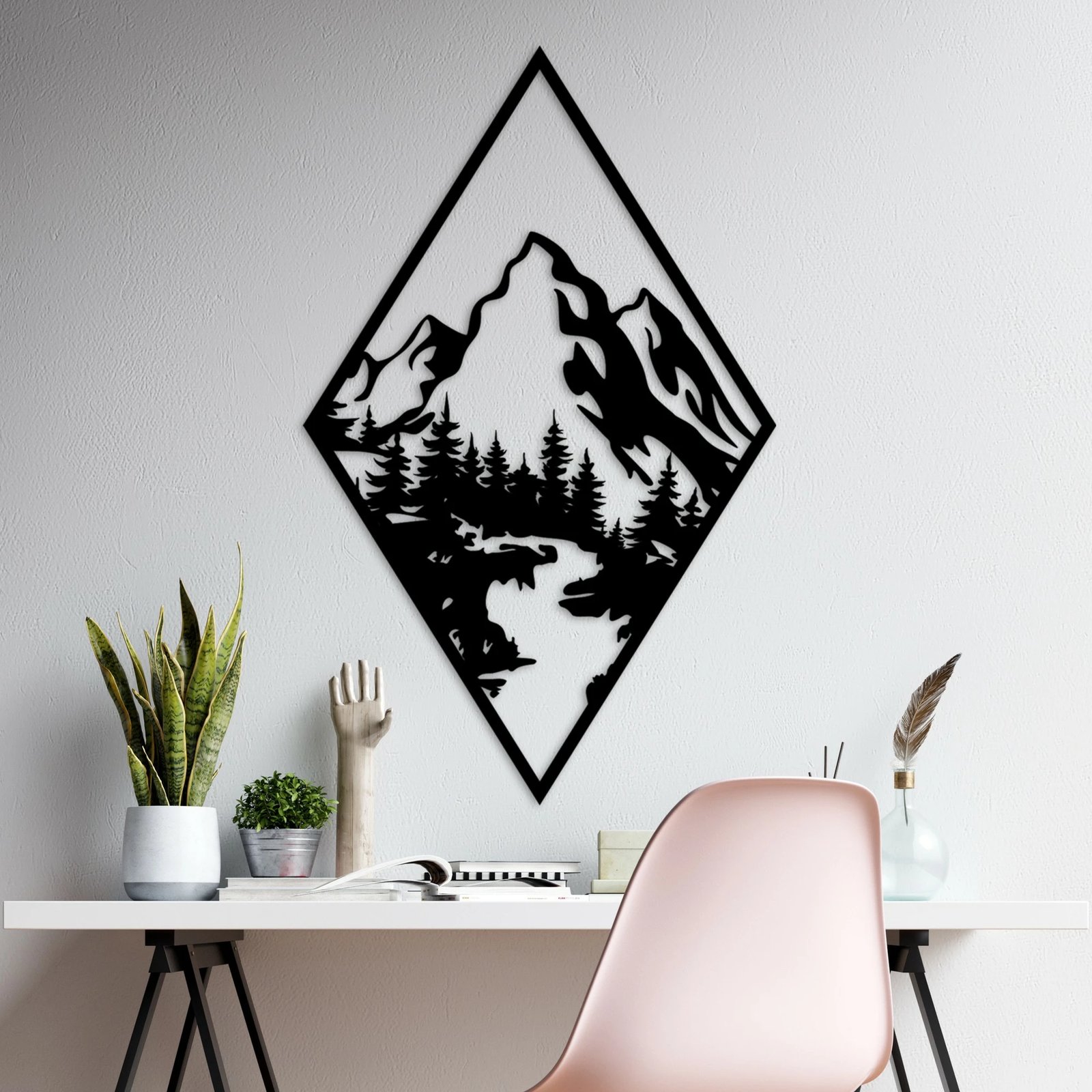 Aksesor dekorativ metalik për mur, Wallity, Montain 1