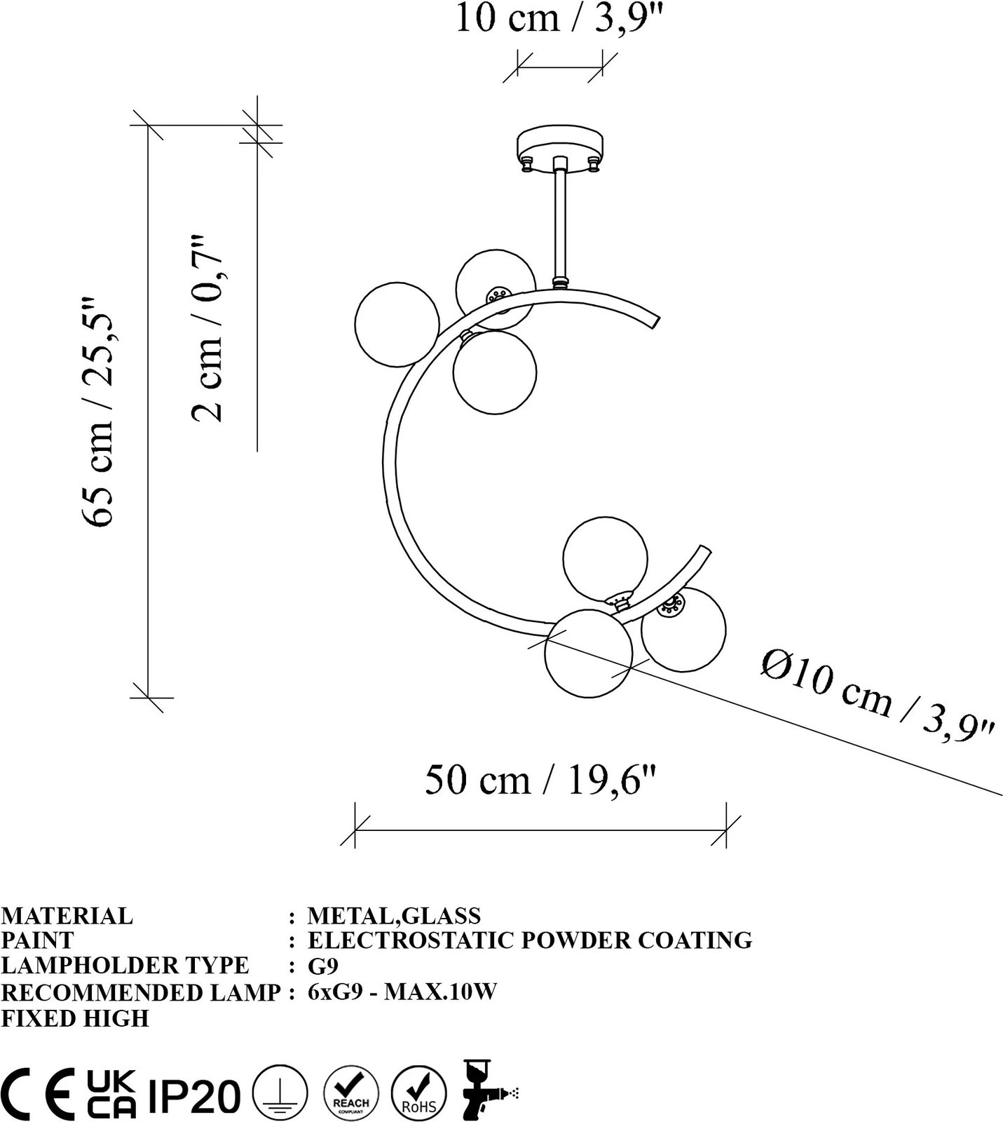 Llambë tavani Opviq, Luminar - 14125, trup metalik, ngjyrë e zezë