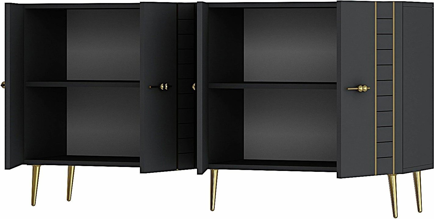 Konsolë Skye Decor, ngjyrë antracit, ari