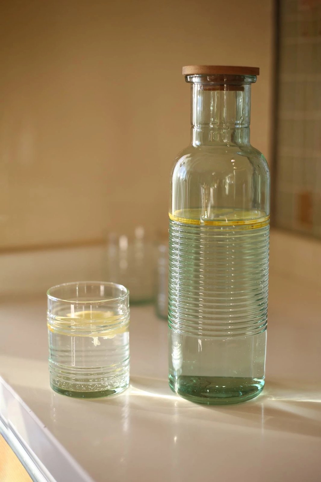 Set shishe qelqi me gota (5 copë), Hermia Concept, ngjyrë e gjelbër, formë fuçie