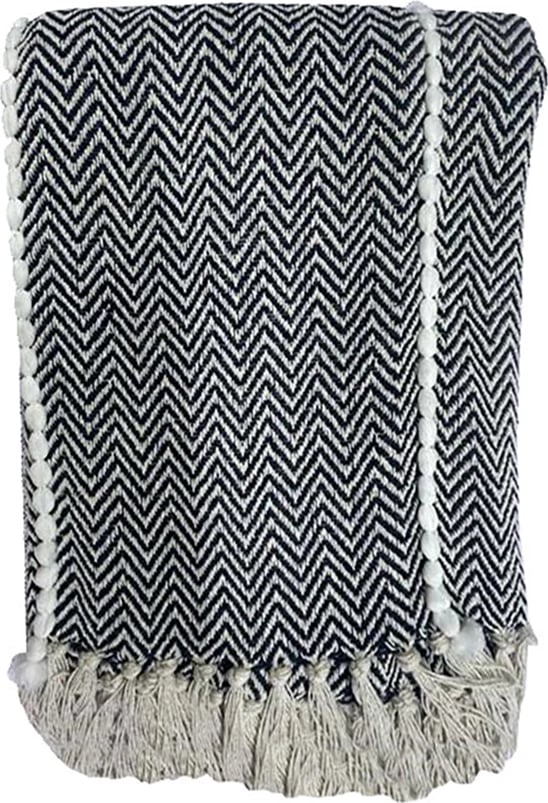 Batanije dekorative Pira, pambuk-poliester, e bardhë-e zezë, 130x170cm