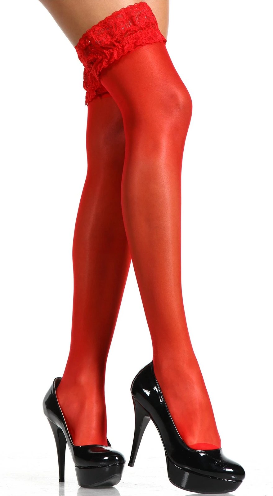 Çorape të kuqe me dantellë për gra, Jumeon, 230-000022