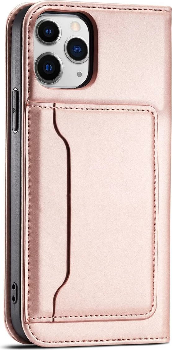 Mbështjellës Hurtel Magnet Card Case për iPhone 12 Pro, me portofol dhe qëndrim, Rozë