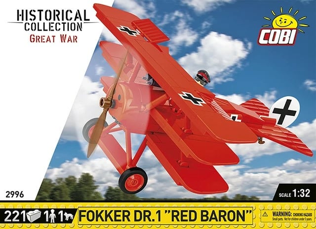 Set ndërtimi Cobi Fokker DR.1 Red Baron, 221 pjesë, me figura, Kuqe