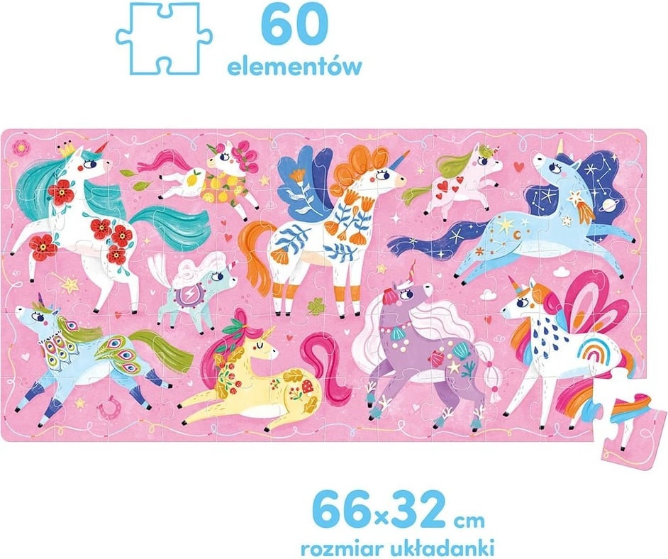 Puzzle CzuCzu Ach Unicorns, 60 pjesë, për fëmijë, shumëngjyrëshe