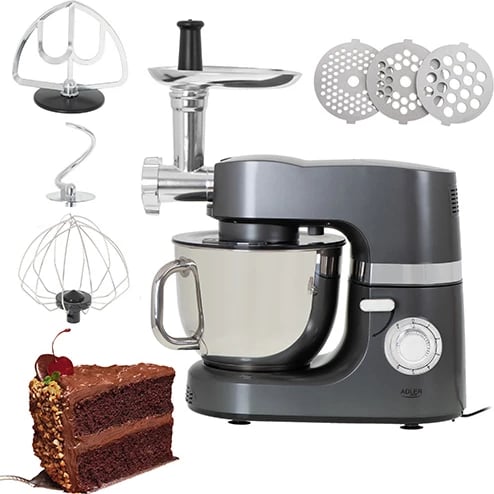 Robot kuzhine planetar, Adler, AD 4221, 7L, 2200W, 6 shpejtësi, mulli mishi 1.5 kg/min, çelik