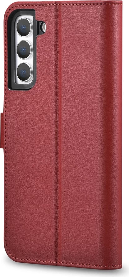 Mbështjellës lëkure iCarer Haitang për Samsung Galaxy S22+, me portofol dhe qëndrim, Kuq