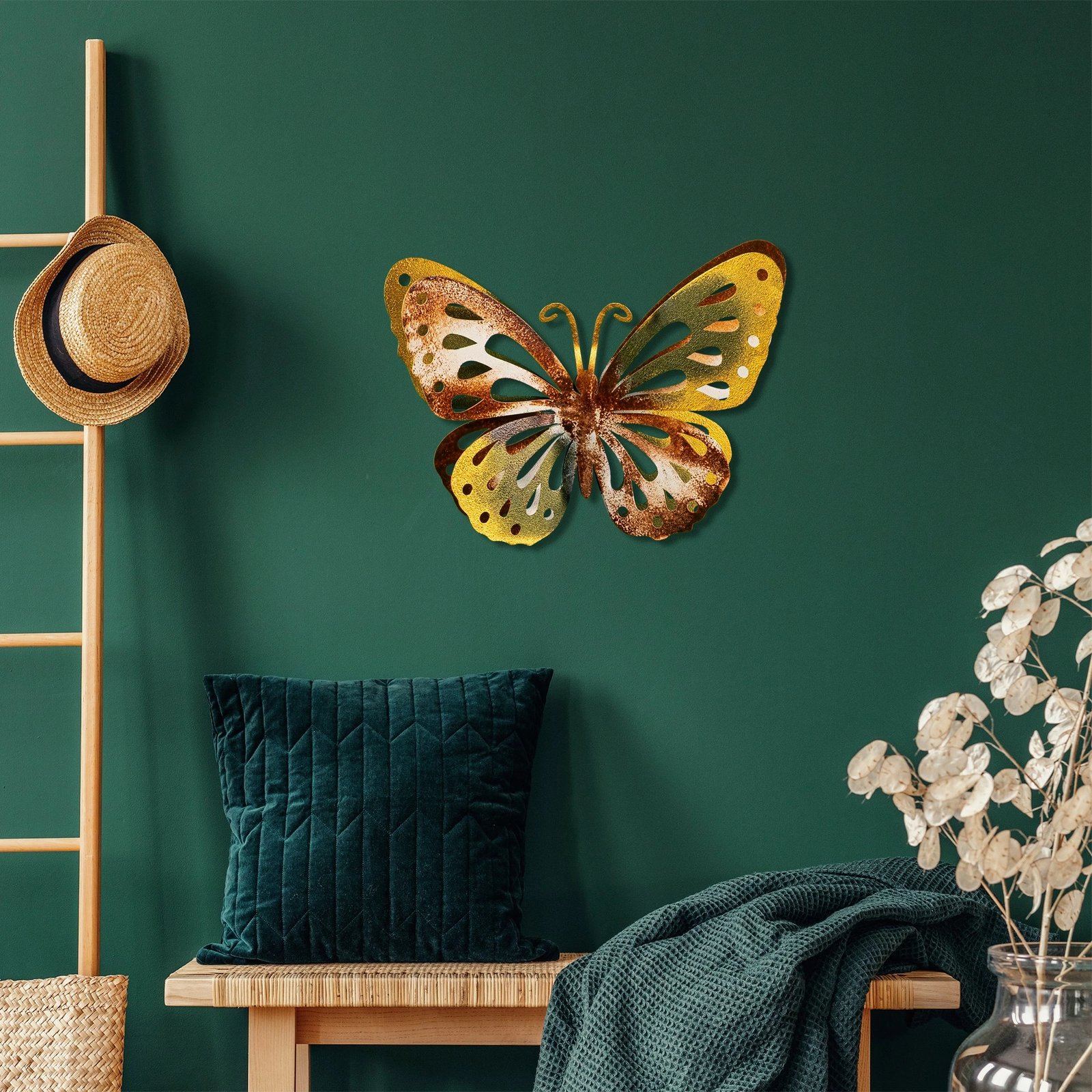 Aksesor dekorativ metalik për mur, flutur, Wallity, Farfalla 3