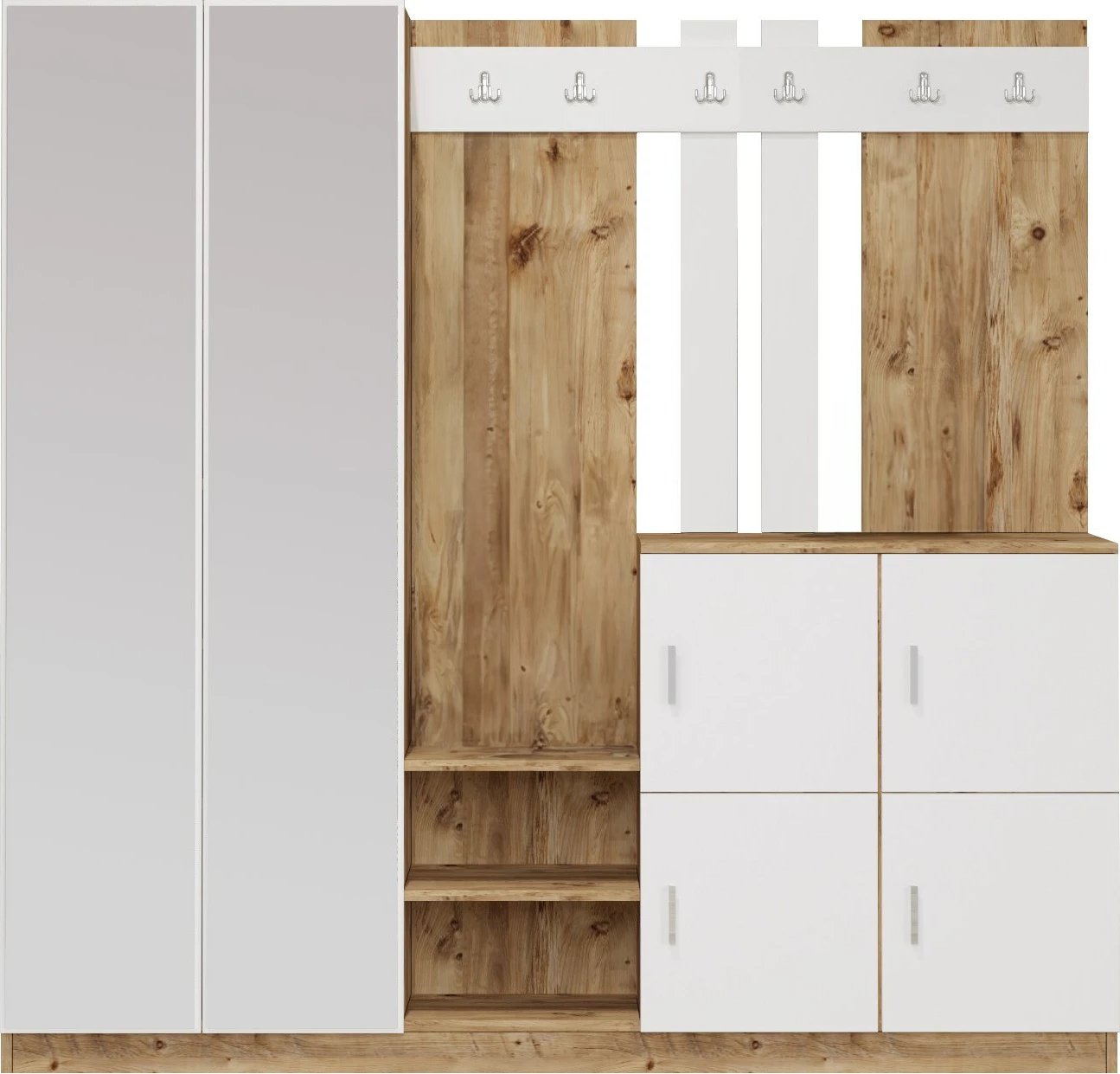 Stendë korridori Hanah Home, Dd9-Aw, ngjyrë pishë Atlantike dhe e bardhë, 187.2x180x37.5cm