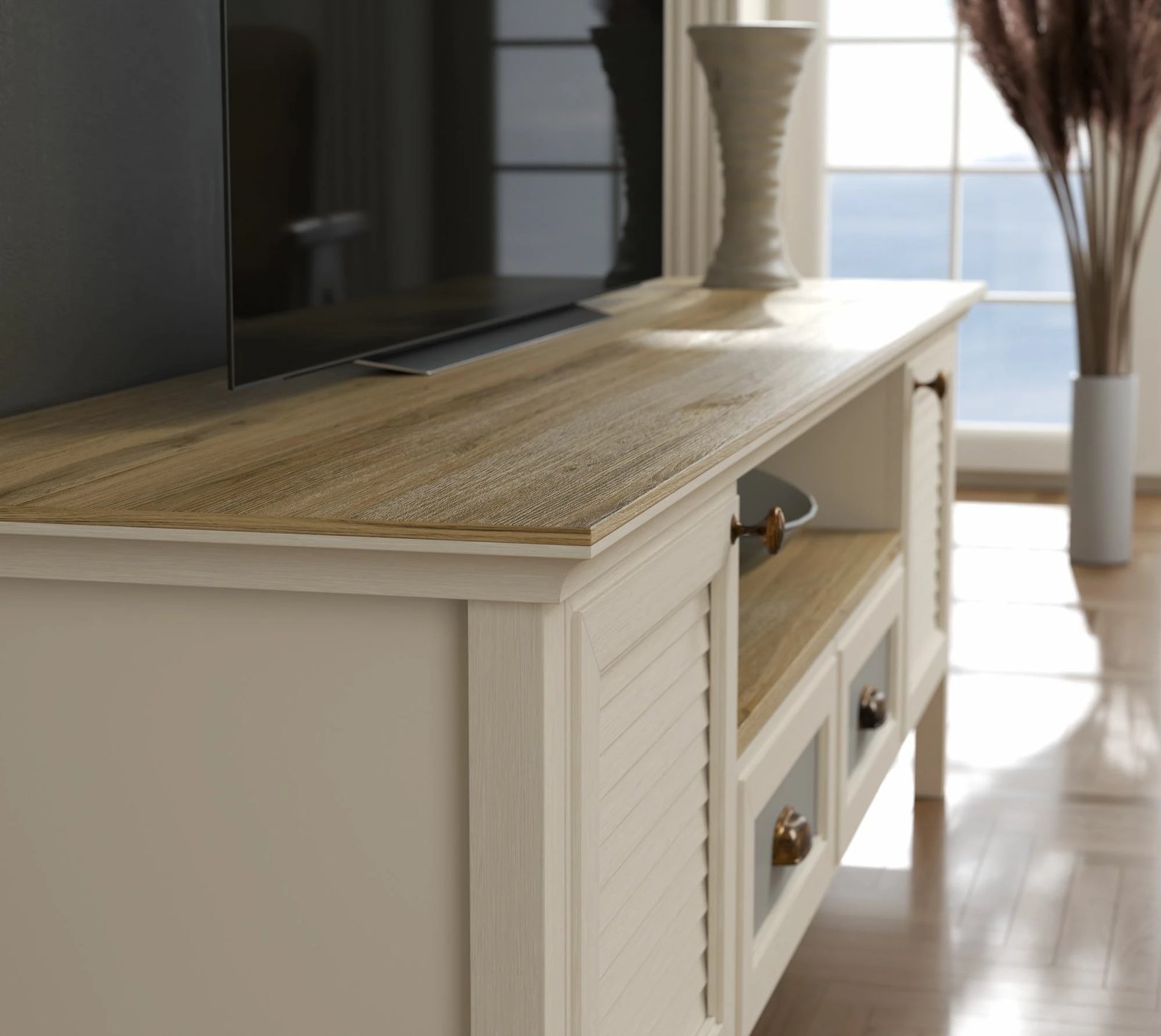 Komodë TV Skye Decor, krem, lis, gri, FRN-21011