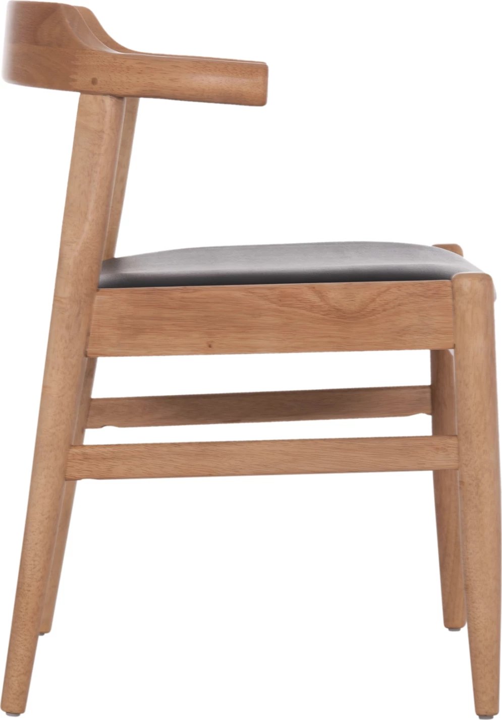 Karrige ngrënieje CERSEI, dru kauçuku, ngjyrë lisi e çelët & ulëse PU e zezë, 57x53x72cm, set prej 2 copash