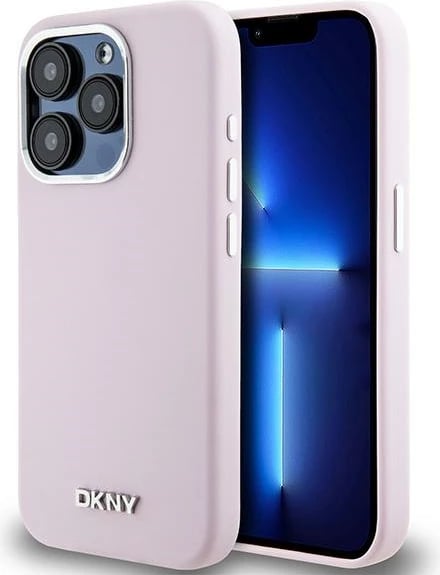Mbështjellës DKNY Liquid Silicone Small Metal Logo MagSafe për iPhone 15 Pro, rozë