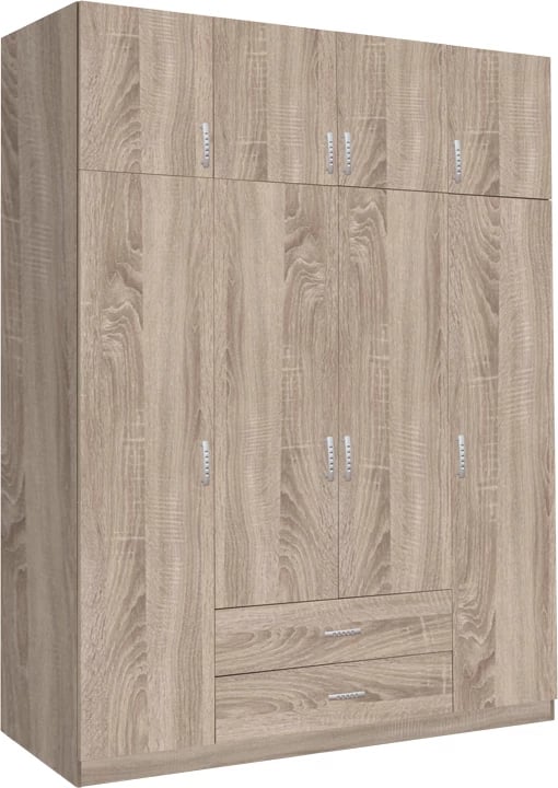 Dollap katër-fletësh me sirtarë, ngjyrë sonoma, 200x58x230cm