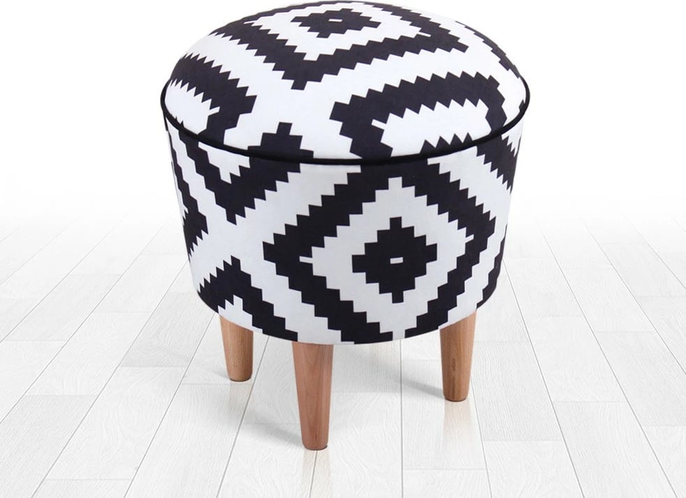 Puf Atelier del Sofa, Luiz, ngjyrë e zezë dhe e bardhë