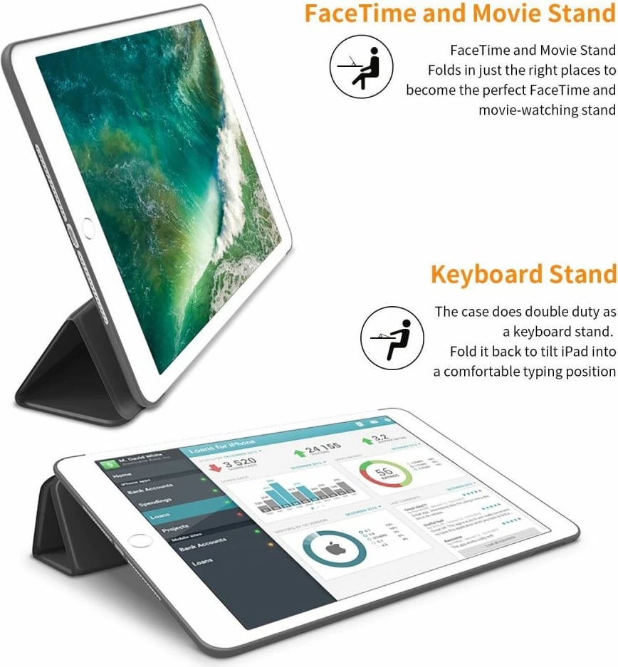Mbështjellës Tech-Protect SmartCase për iPad Air 9.7" (2014), E zezë