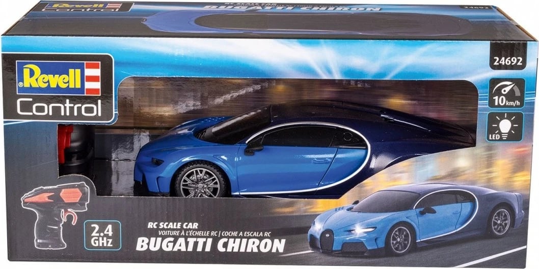 Makine lodër me telekomandë Revell RC Bugatti Chiron 1:24, e zezë/blu
