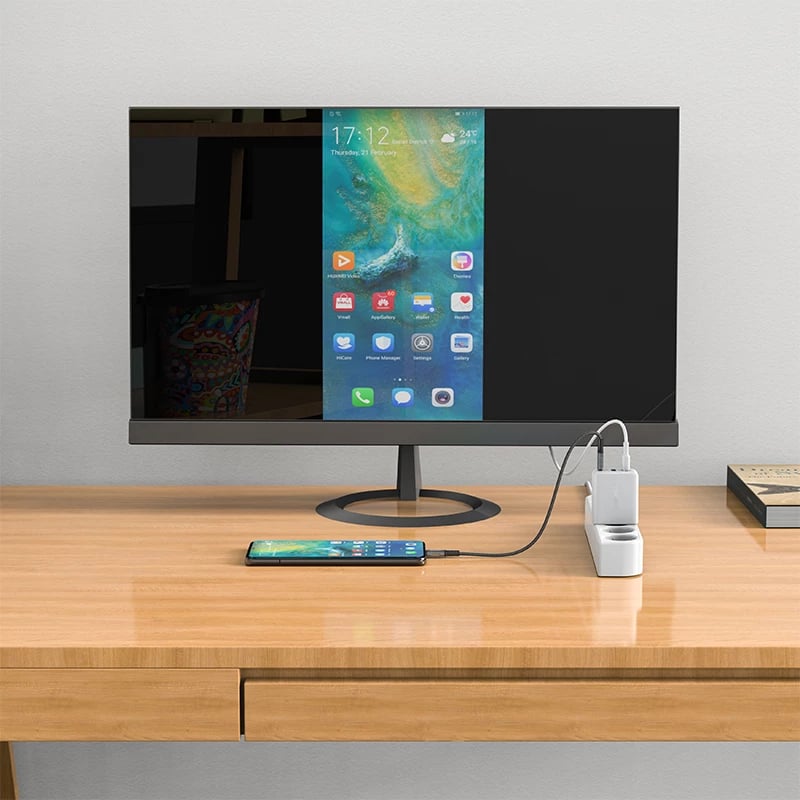 Karikues 2-në-1 Acefast A17, 65W, USB Type C/USB-A, HDMI 4K, me kabllo, Bardhë